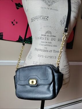 NWOT Coach F24843 Campbell Turnlock Black Leather Camera Bag